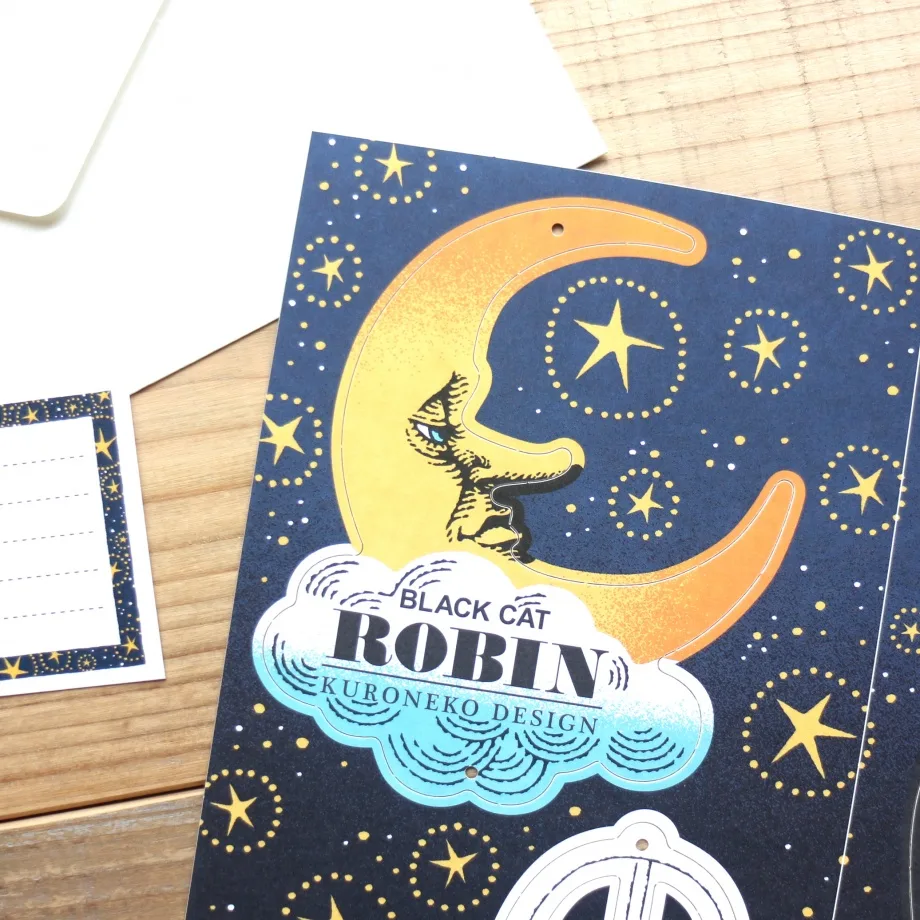 Black Cat Robin Mobile Card - Catching Stars - Image 4