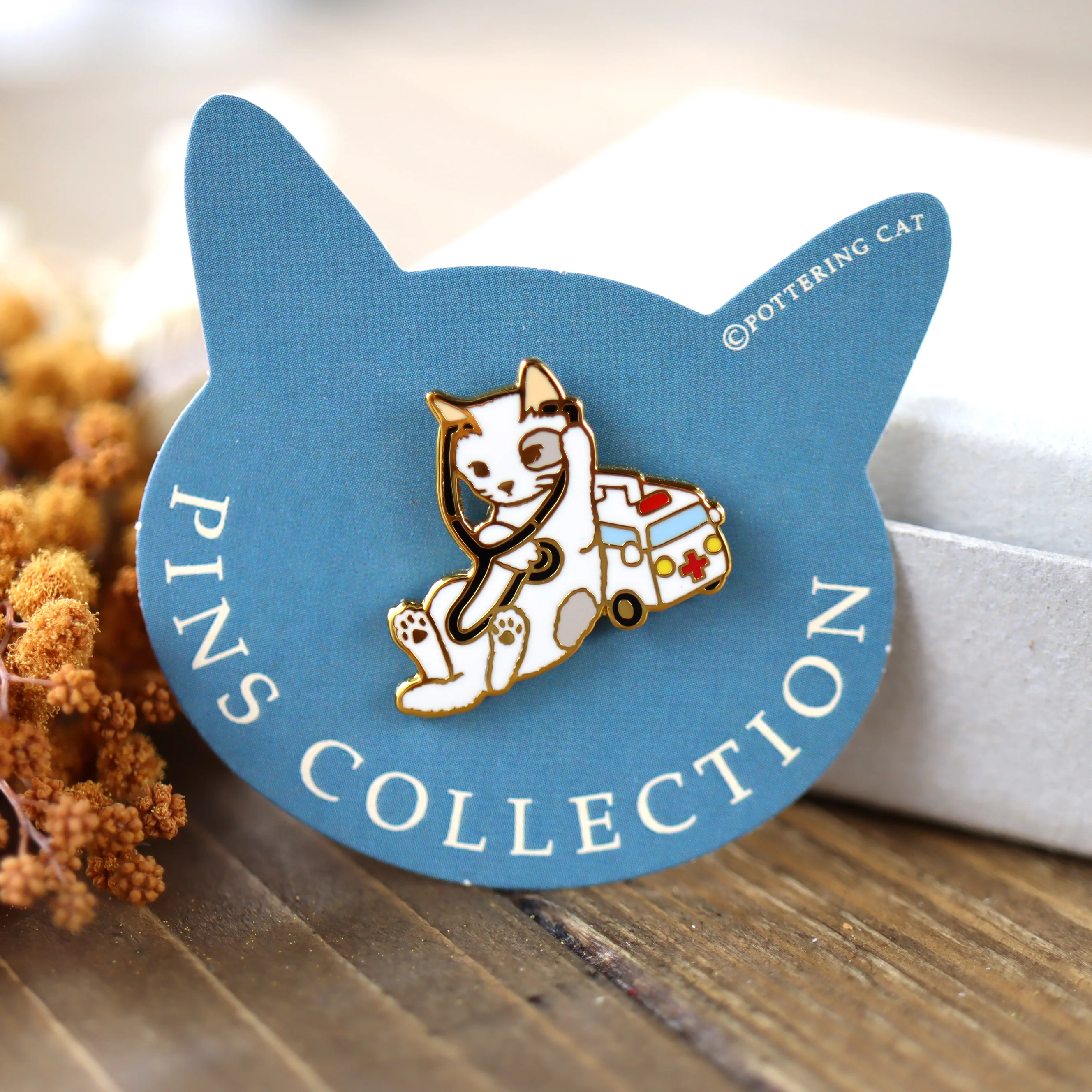 Pottering Cat / Cat Pin - Cat Doctor