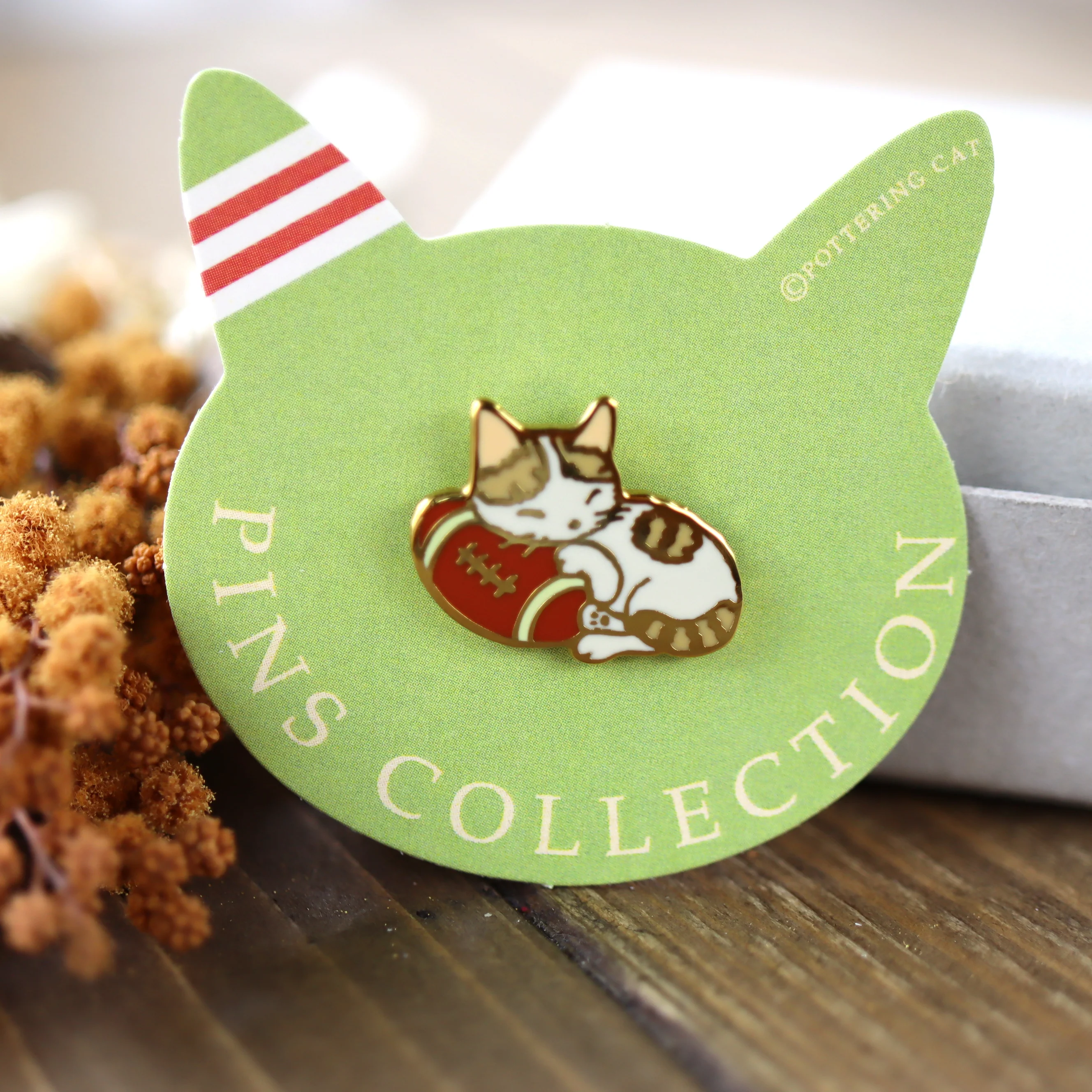 Pottering Cat / Cat Pin - Rugby