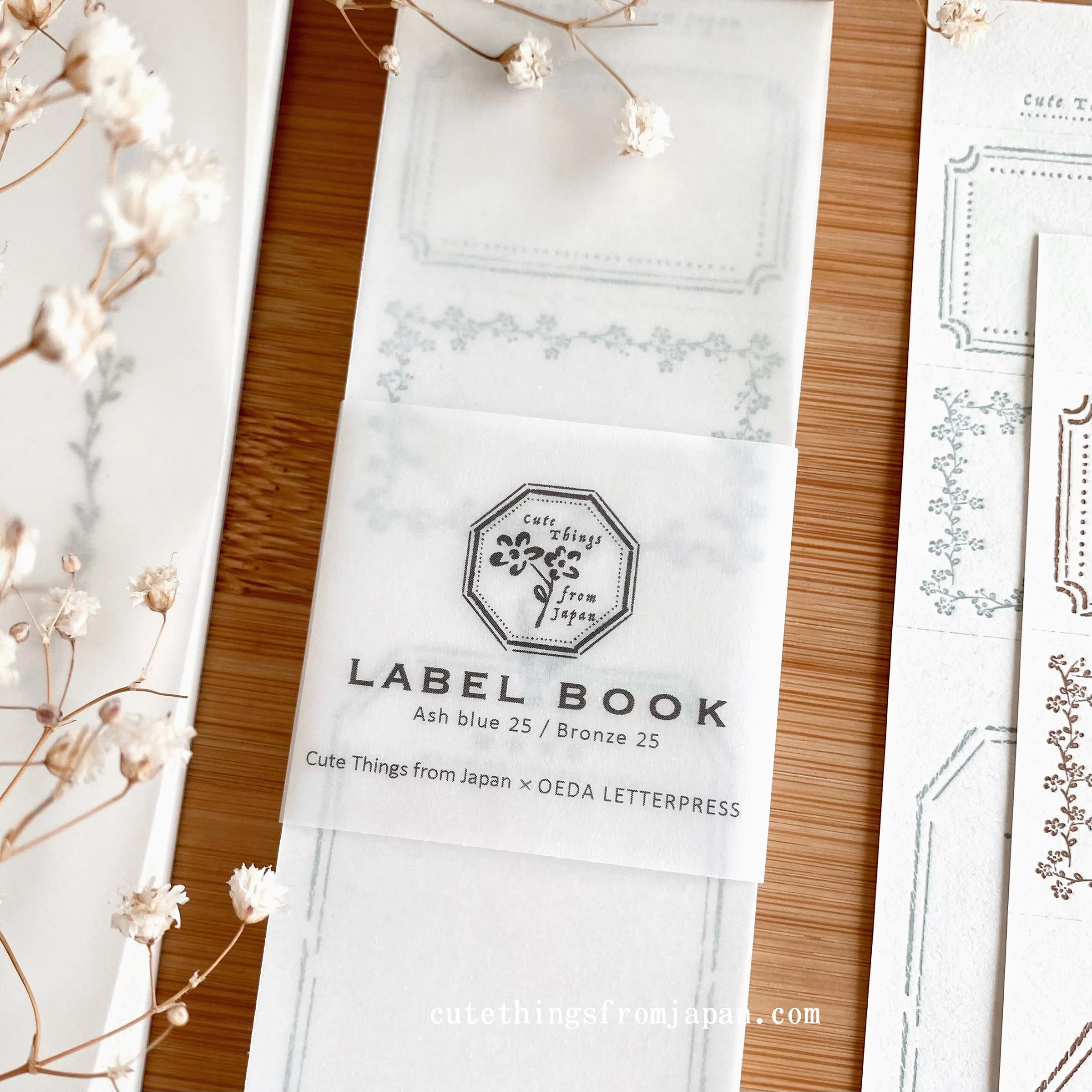 CTFJ x Oeda Letterpress 3 Patterns Label Book - Ash Blue & Bronze - Image 4