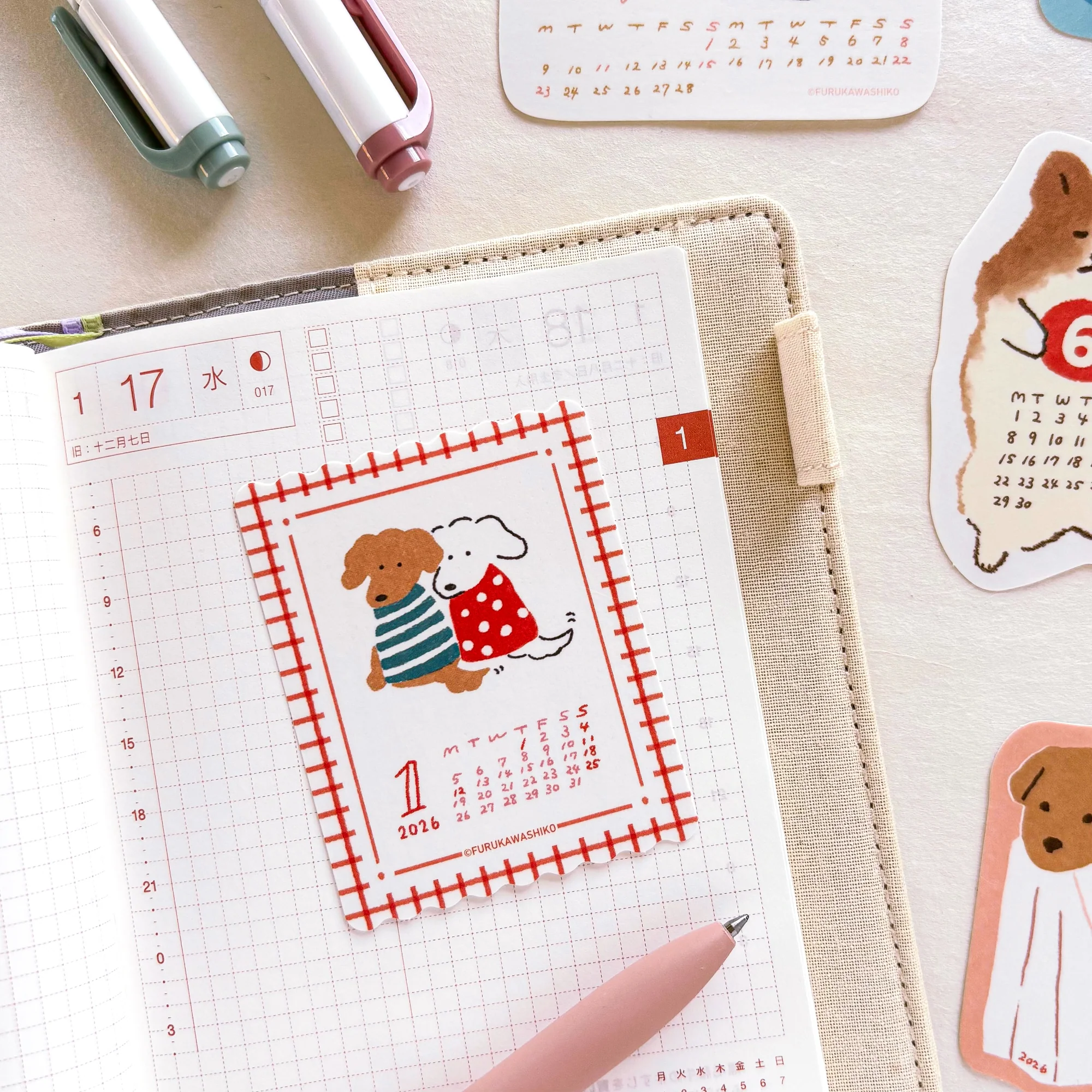 Furukawa Paper / 2026 Calendar Sticker Set - Dog - Image 5