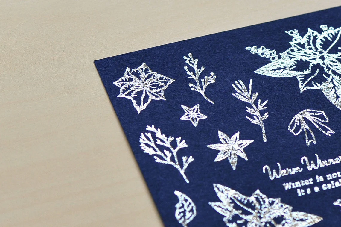 Limited Edition MU Silver Foil Print-on Stickers - Winter Silver Poinsettia - Image 3