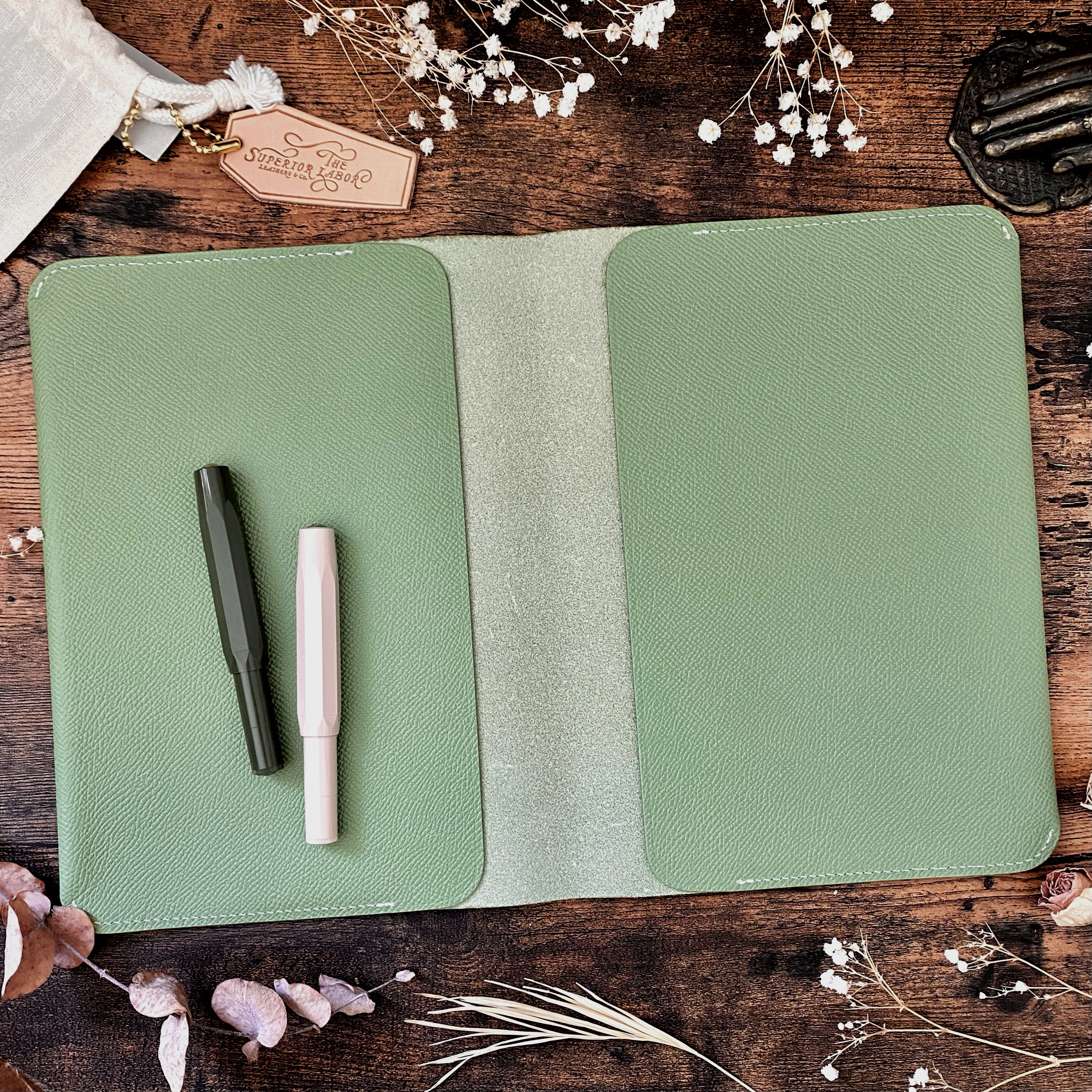 Limited Edition / The Superior Labor / Calf Leather Notebook Cover (A5) - Green - Image 6