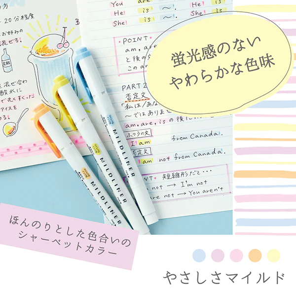 Zebra / Mildliner Highlighters - Yasashisa (5 Colors) - Image 8