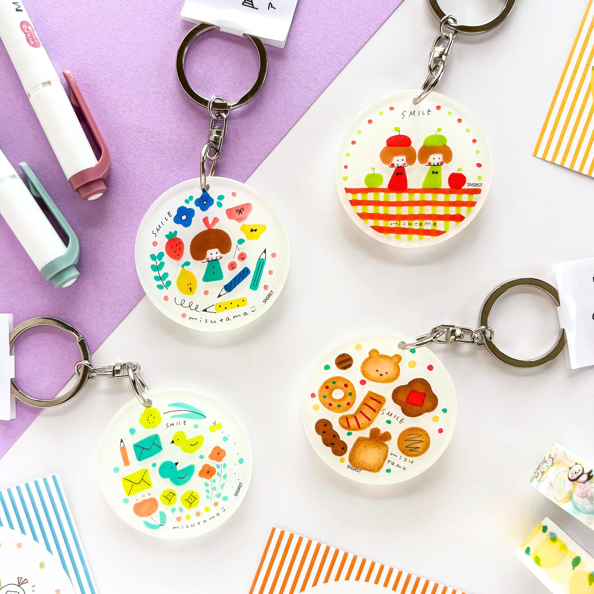 mizutama / Limited Edition / Acrylic Keychain - Girl & Pencil - Image 3