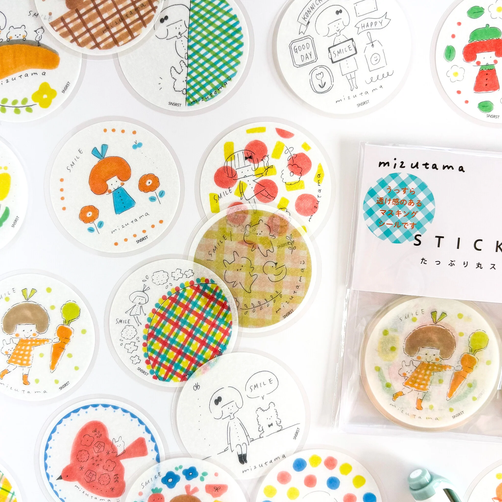 mizutama / Limited Edition / Circle Flake Stickers (light bule / 50 different stickers) - Image 3