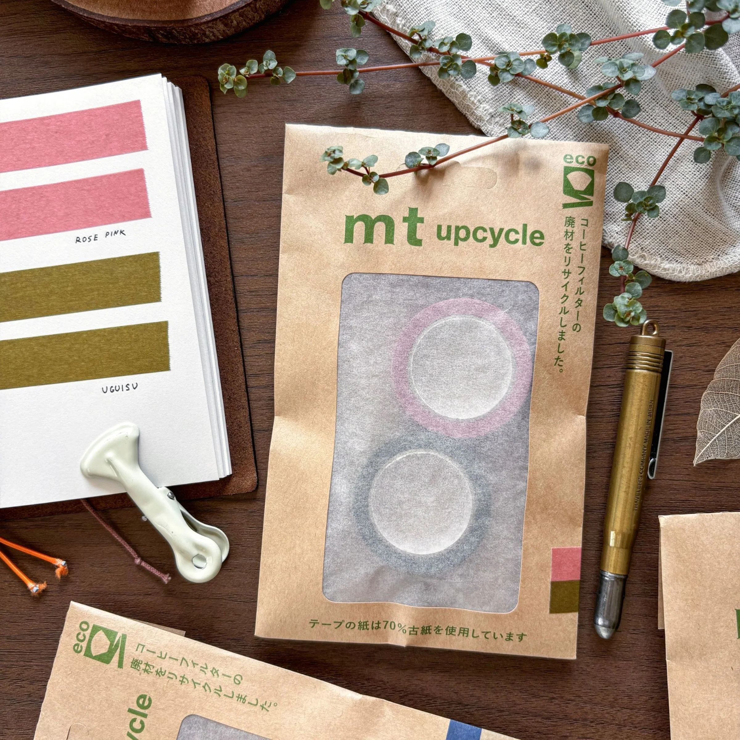 mt / Upcycle Washi Tape Set - Rose Pink x Uguisu