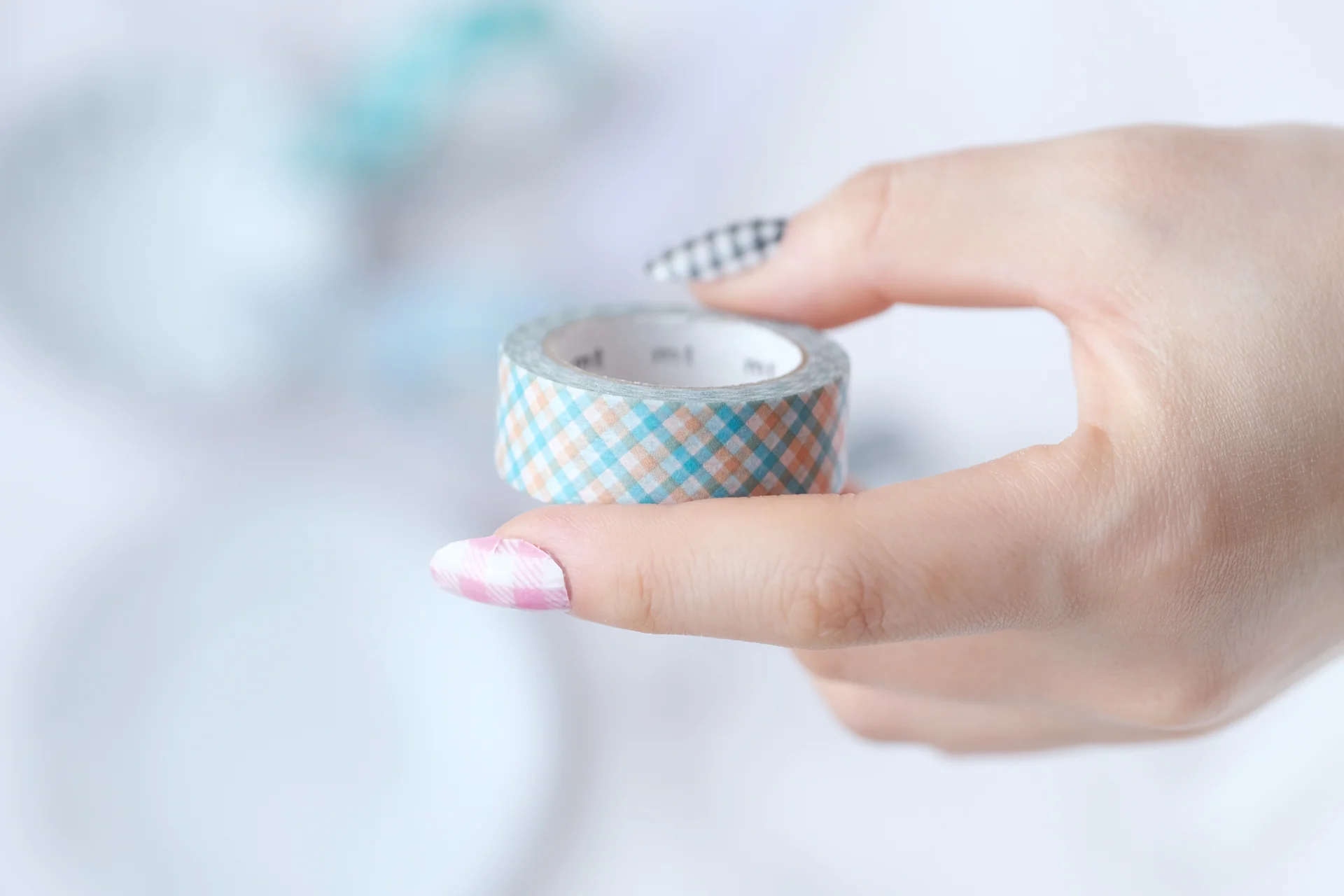 mt Washi Tape - Checkered Blue - Image 5