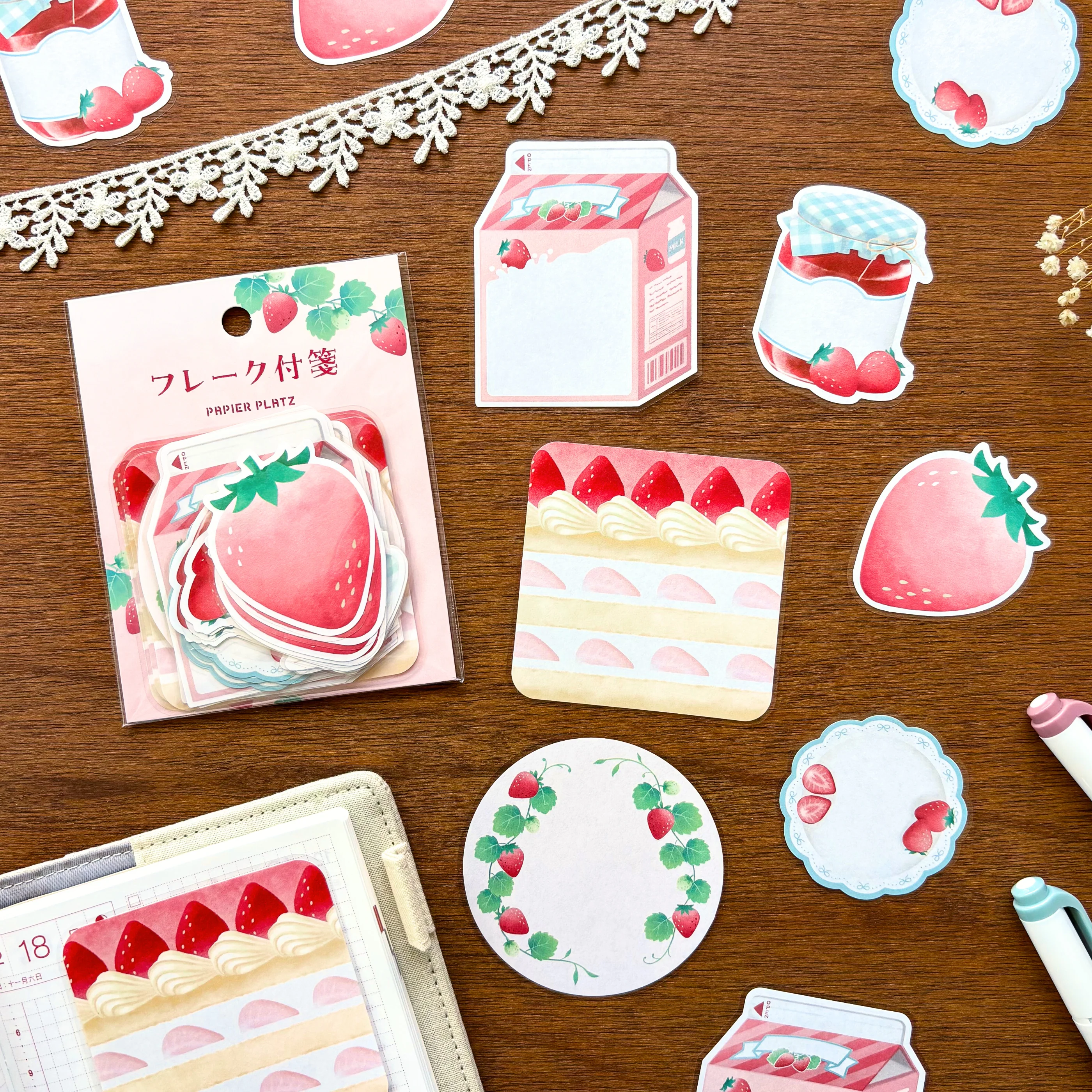 Natsunoka / Flake Sticky Note - Strawberry - Image 2
