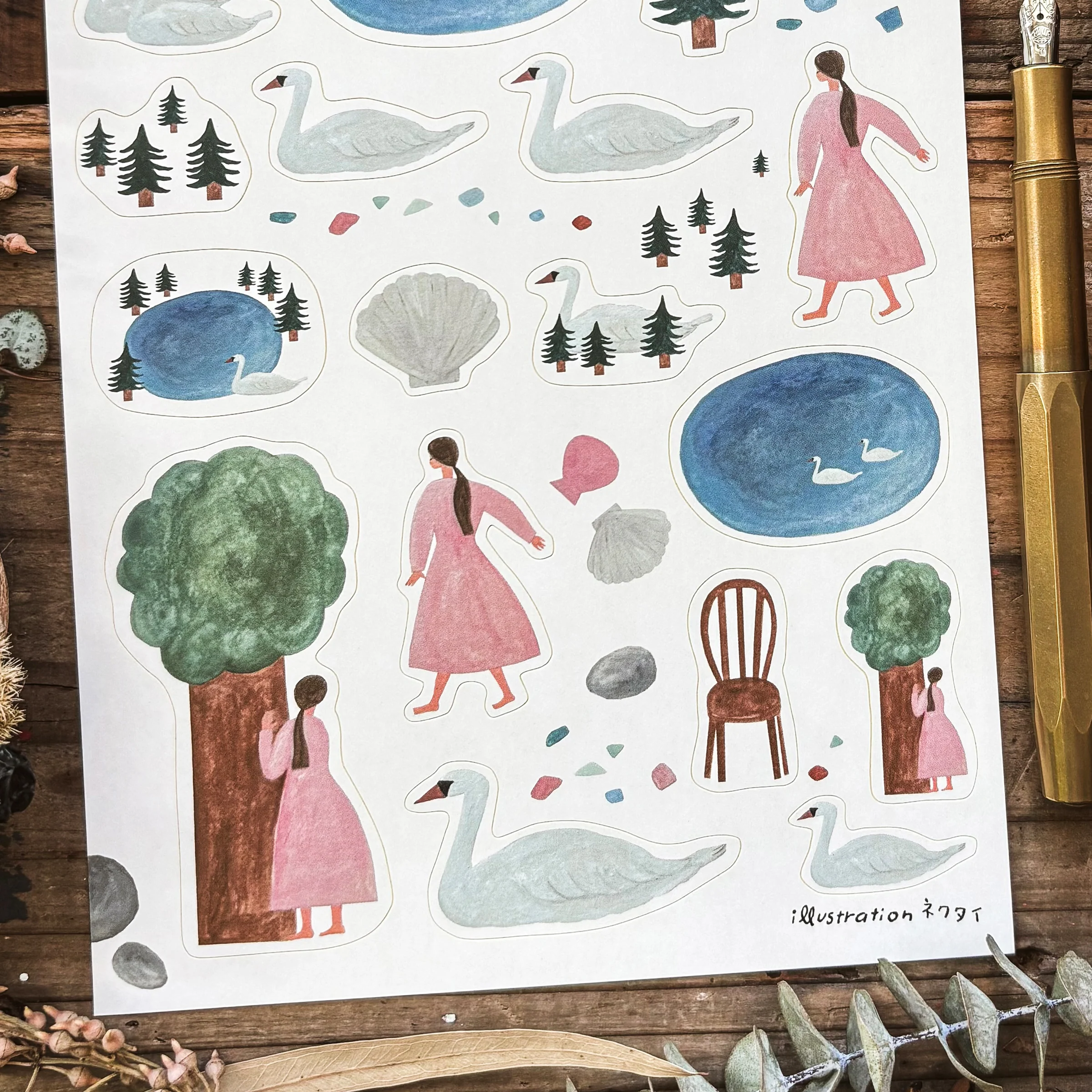 Necktie / Stickers - Swan Lake (A5 size) - Image 2