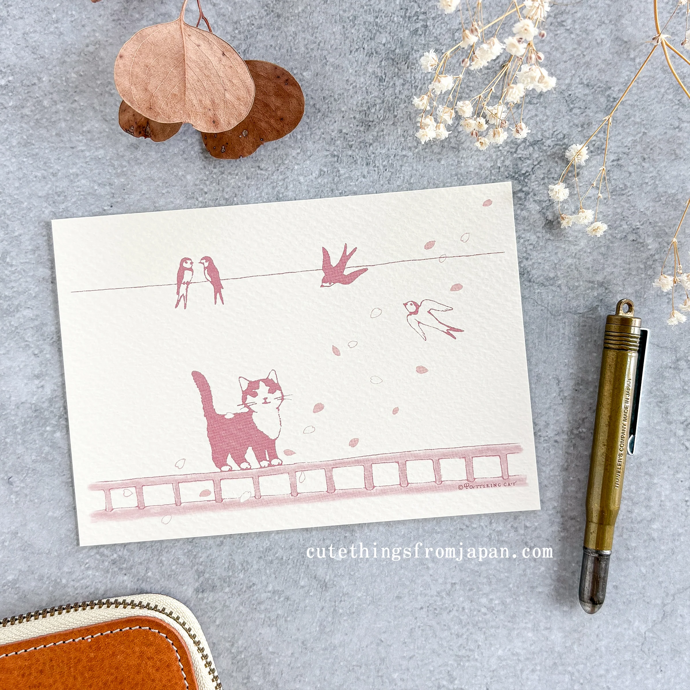 Pottering Cat / Postcard - Happy April