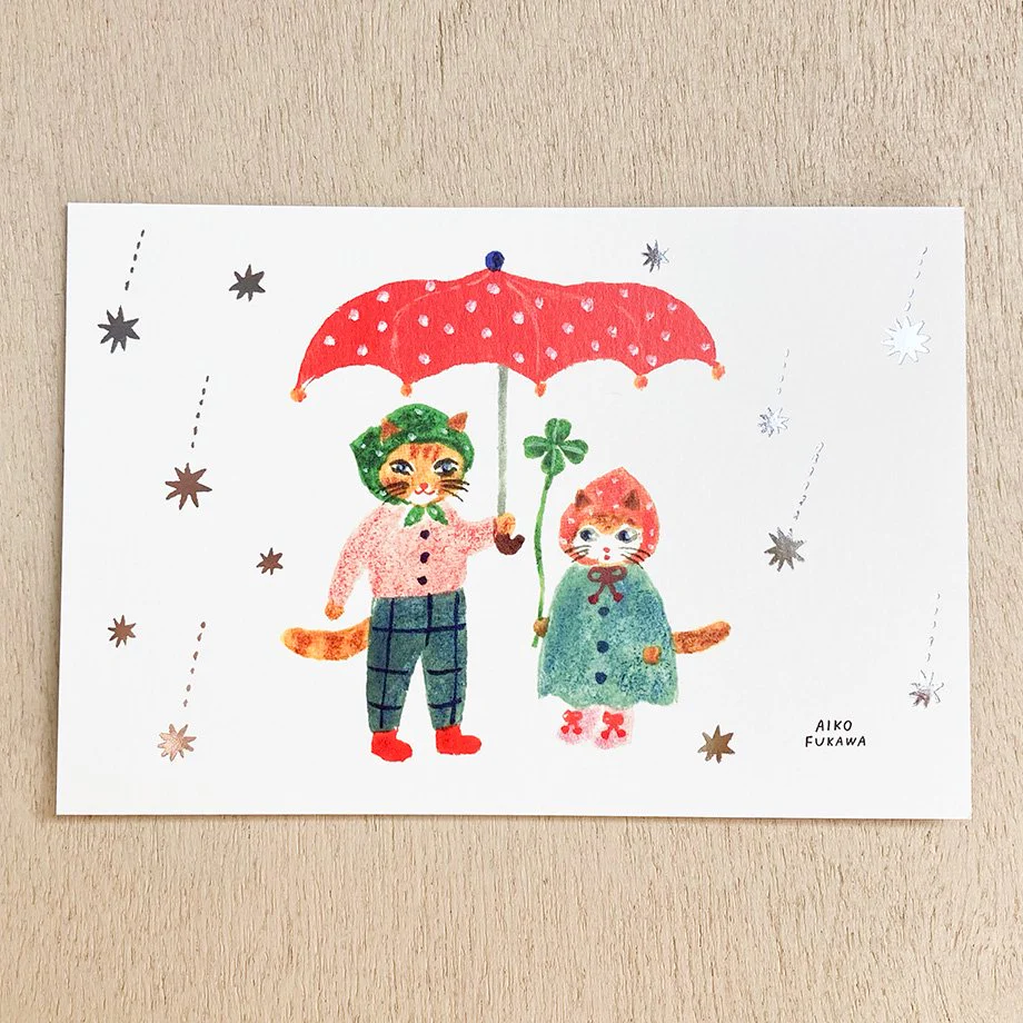 Aiko Fukawa Postcard - Raindrops