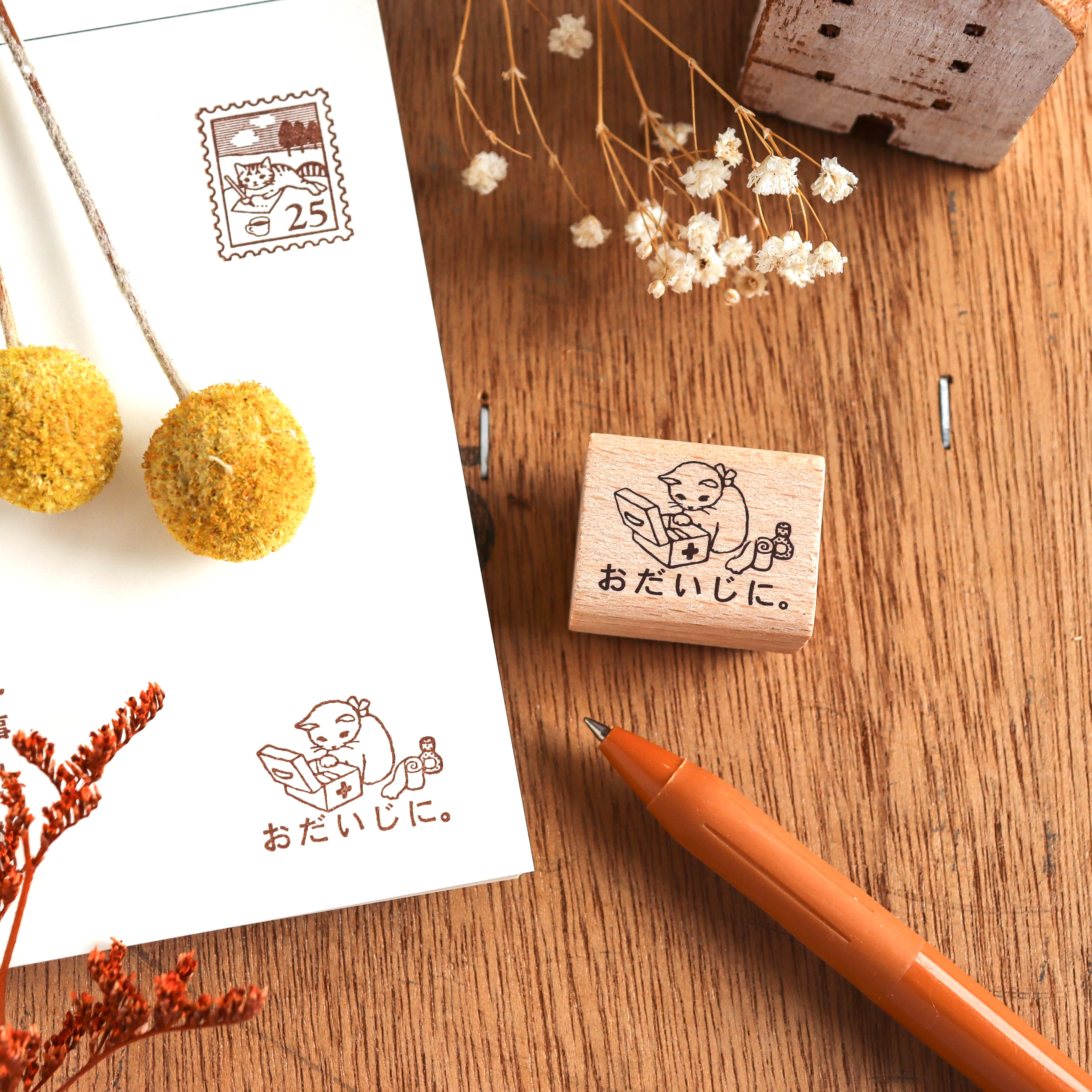 Pottering Cat / Cat Rubber Stamp - Take Care - Image 2