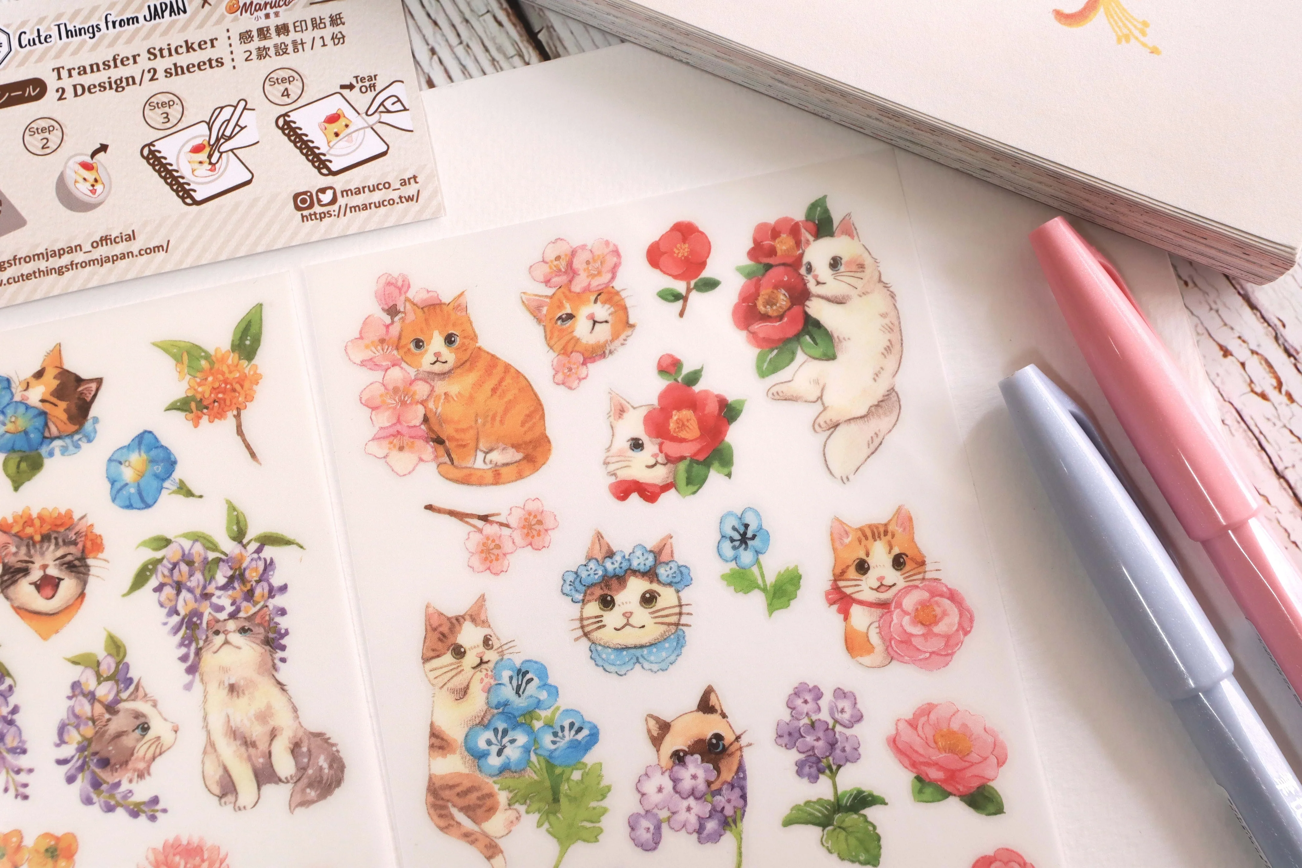 Print-on Stickers - Flower and Cat - Image 6