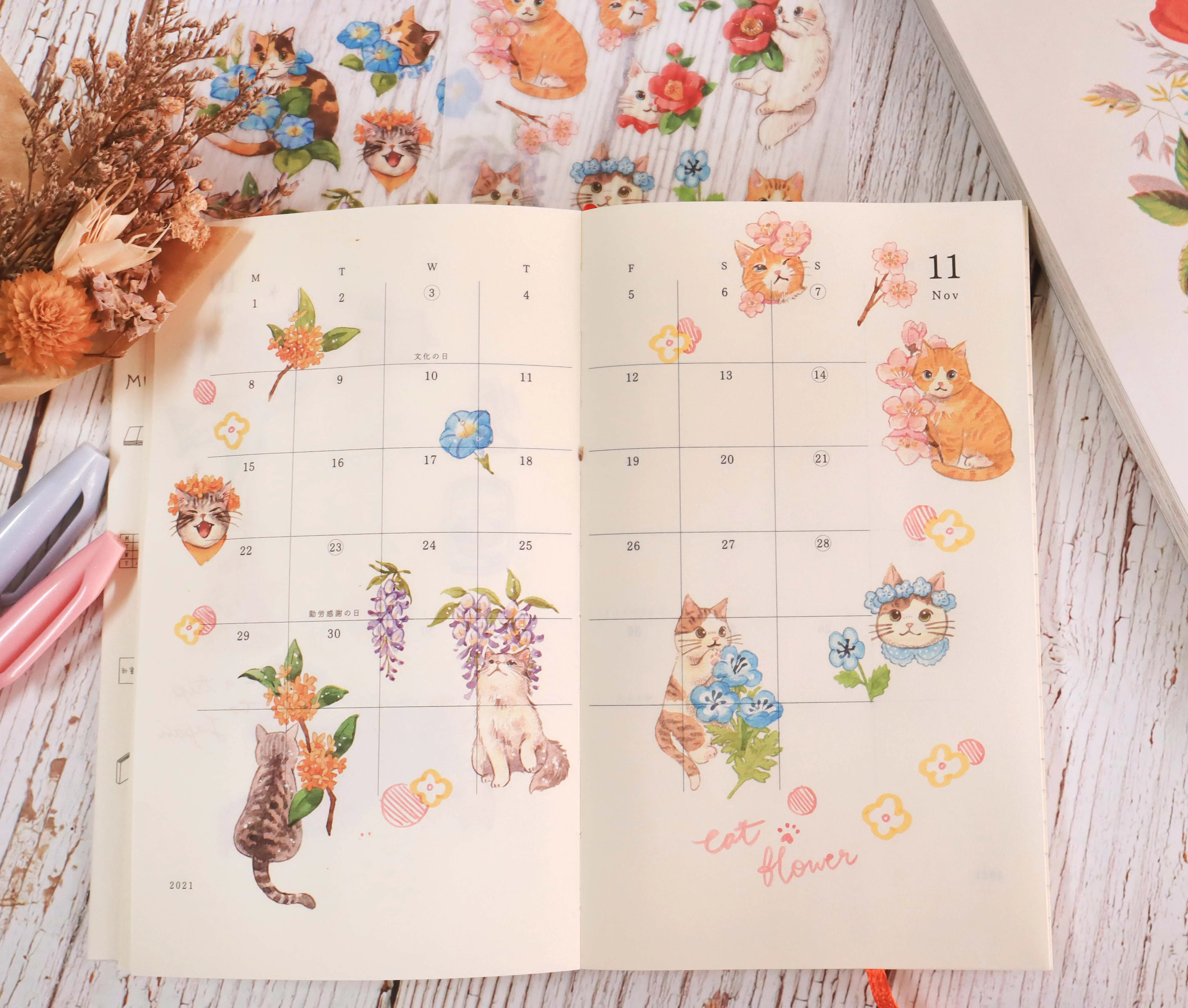 Print-on Stickers - Flower and Cat - Image 7