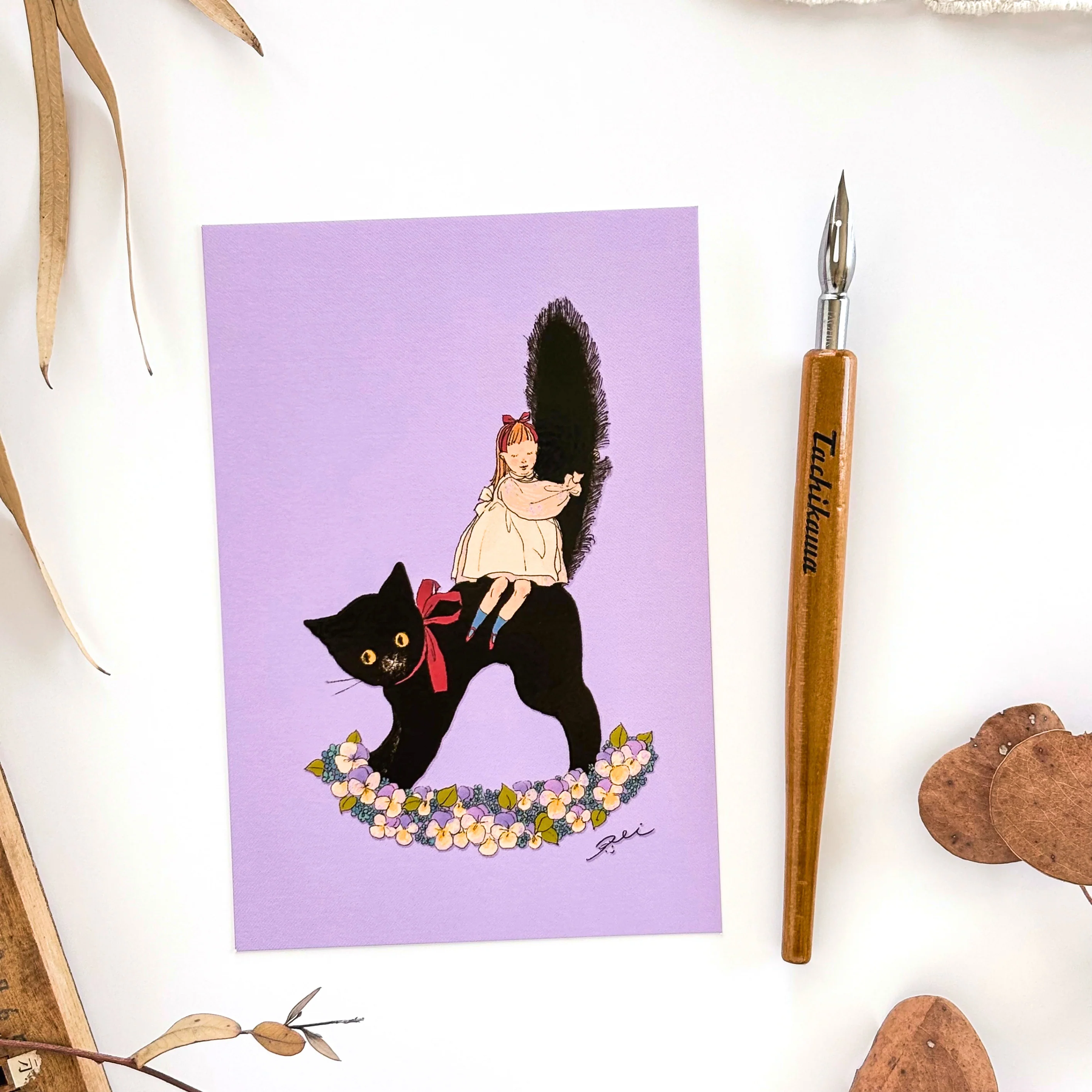 Rei Kurahashi / Shiny Postcard - Black Cat