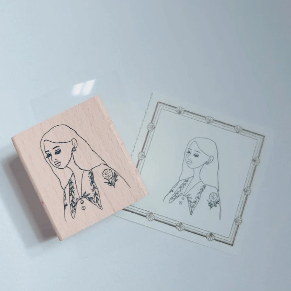 Rubber Stamp - Embroidered Collar Girl