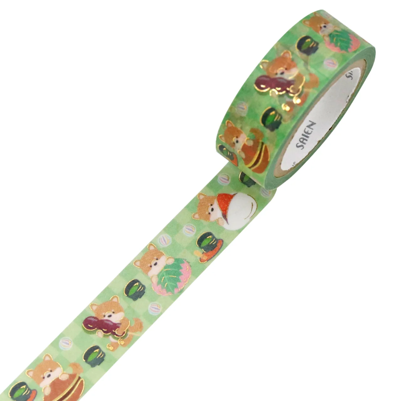SAIEN / Shiny Washi Tape - Shiba Inu & Japanese Sweets - Image 2