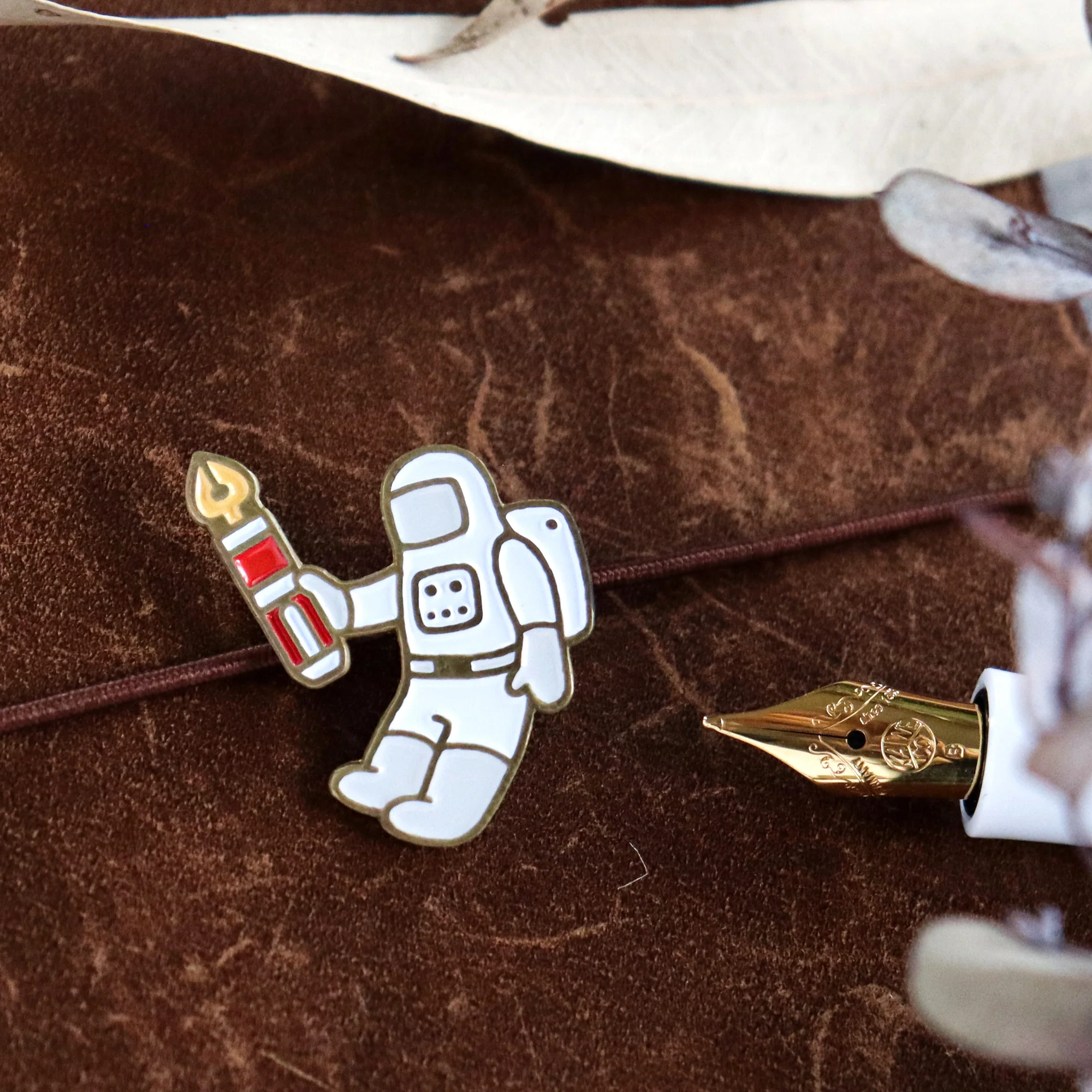 Limited Edition TSL x eric X CTFJ / Brass Concho Charm - Astronaut with Fountain Pen - Image 2