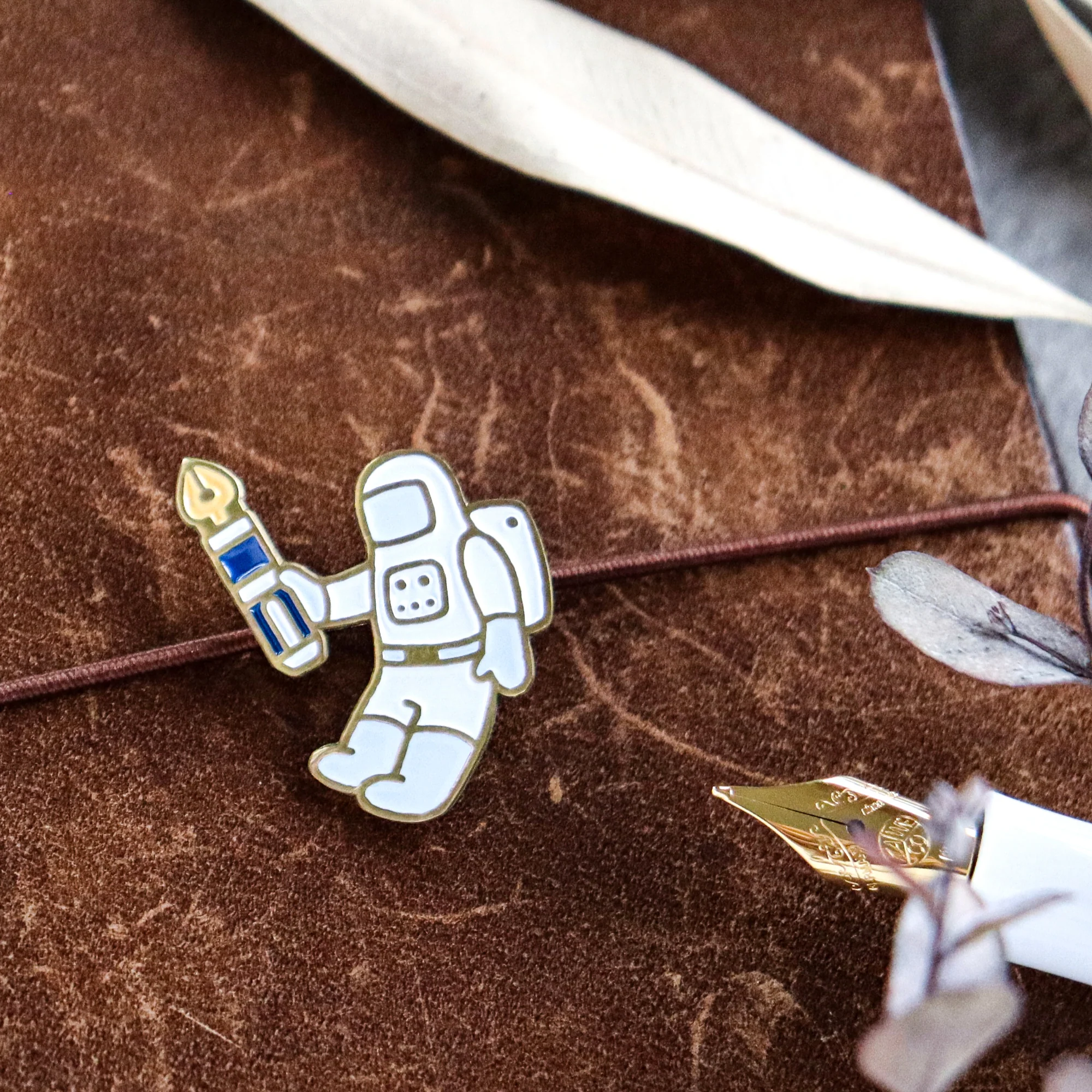 Limited Edition TSL x eric X CTFJ / Brass Concho Charm - Astronaut with Fountain Pen - Image 3