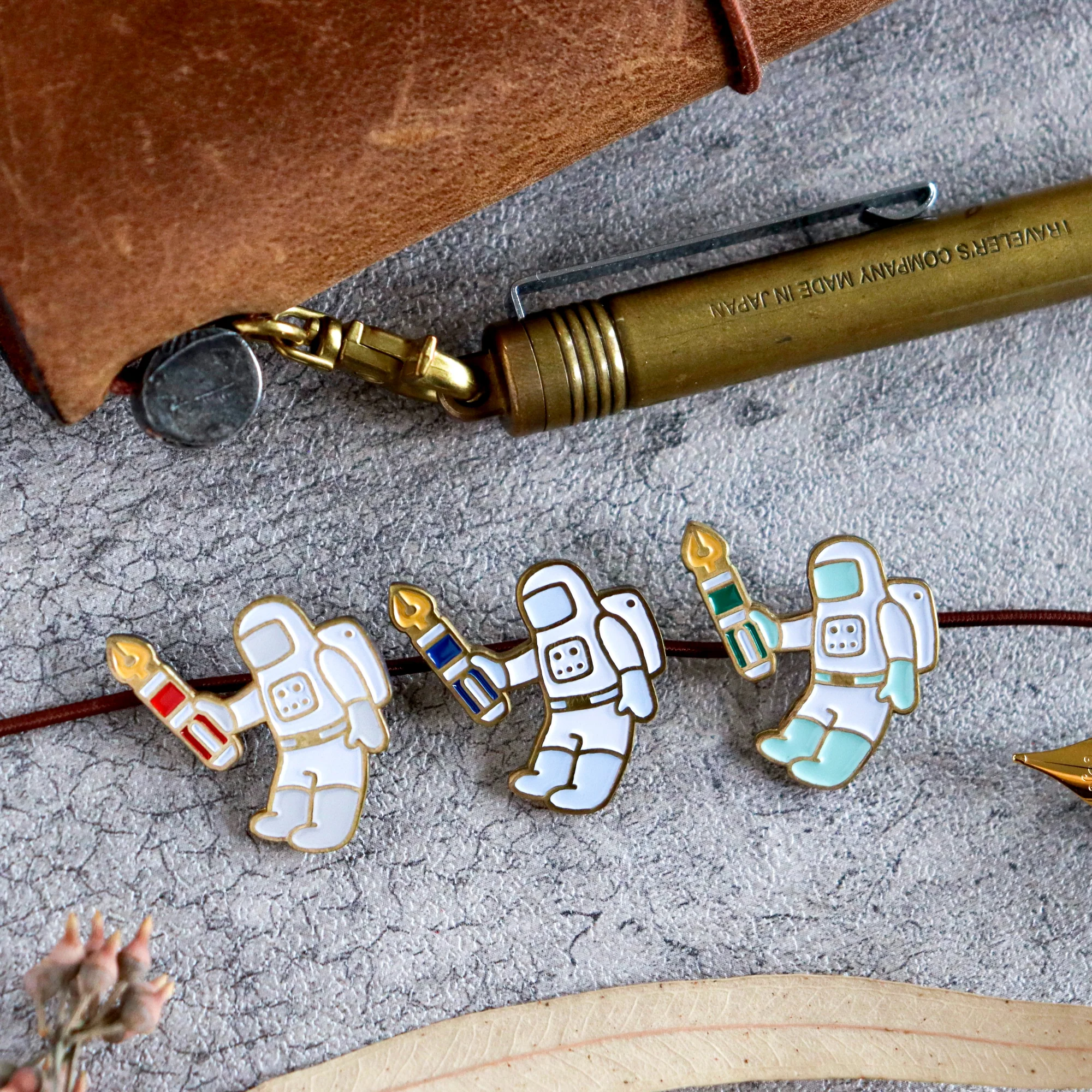 Limited Edition TSL x eric X CTFJ / Brass Concho Charm - Astronaut with Fountain Pen - Image 7