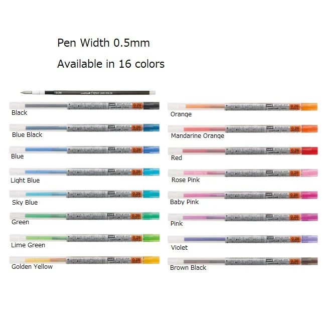 Uni Style Fit REFILL Ink - 0.5mm (16 colors)
