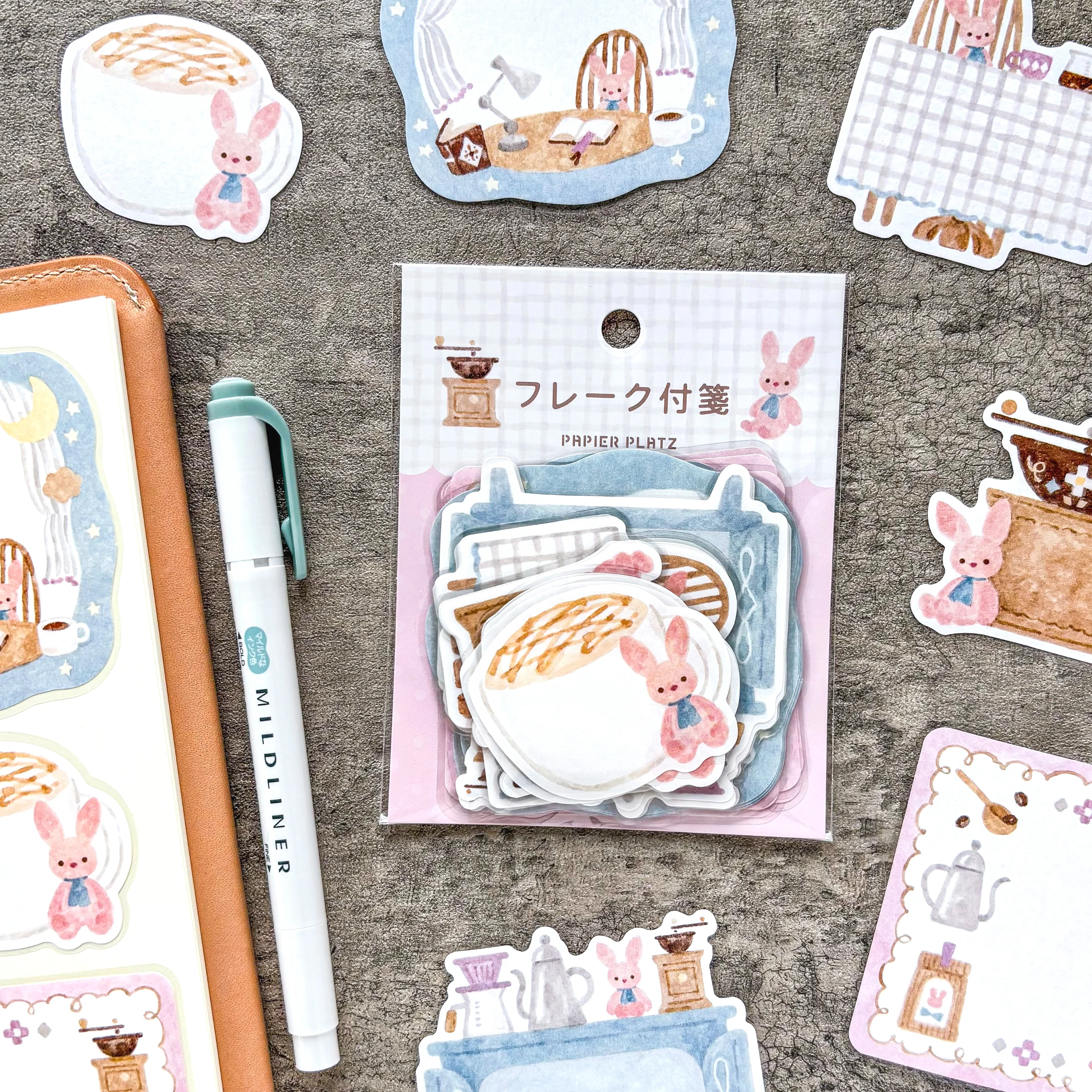 Waka Nakauchi / Flake Sticky Note - Bunny & Coffee - Image 3