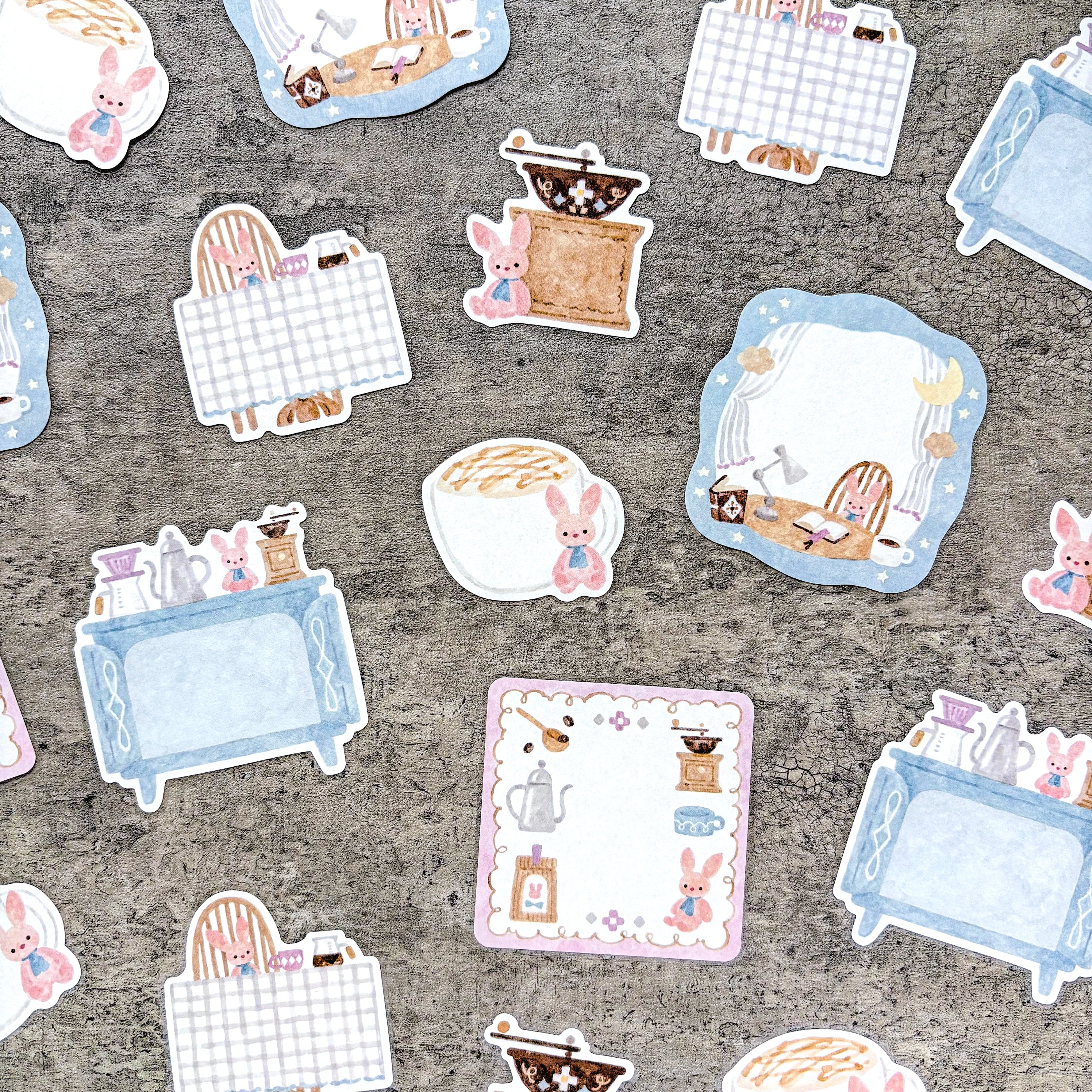 Waka Nakauchi / Flake Sticky Note - Bunny & Coffee - Image 4