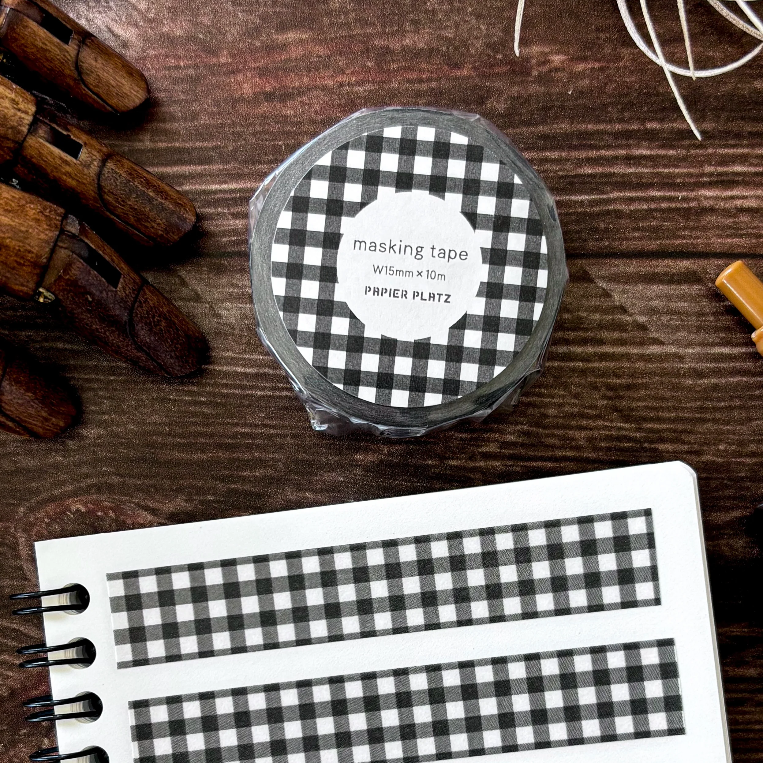 Papier Platz / Washi Tape - Checkered (black) - Image 2