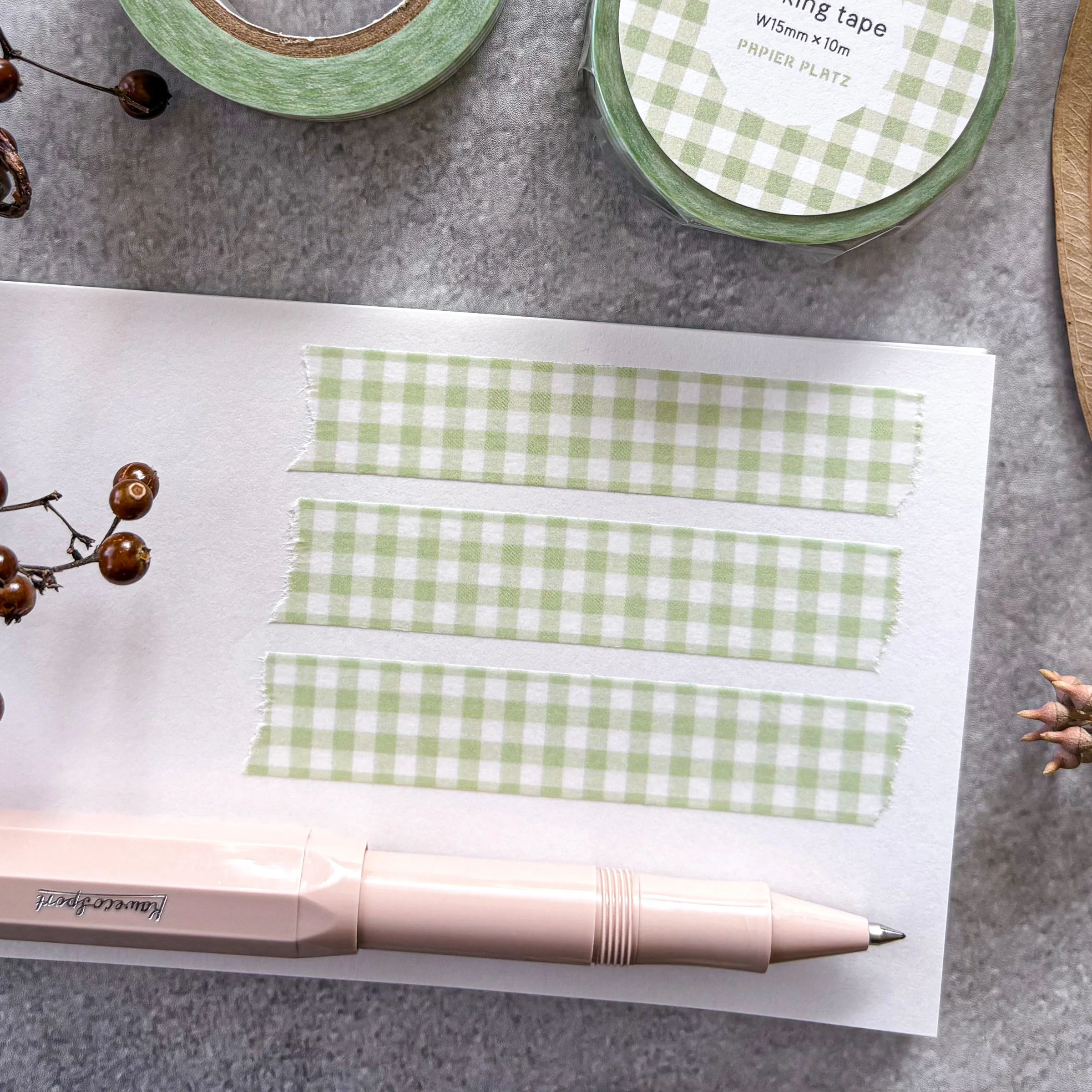 Papier Platz / Washi Tape - Checkered (lettuce green) - Image 2