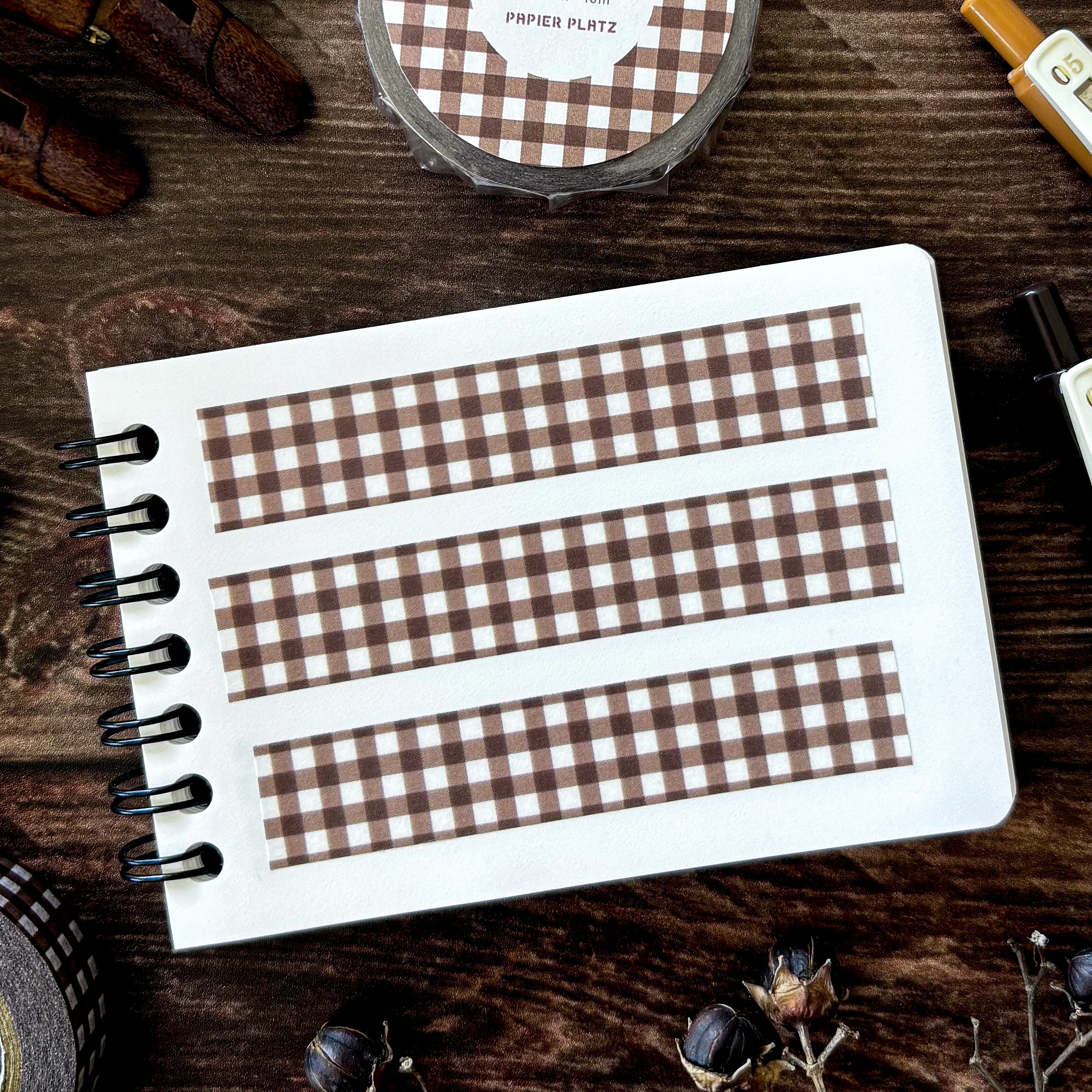 Papier Platz / Washi Tape - Checkered (hot chocolate) - Image 3