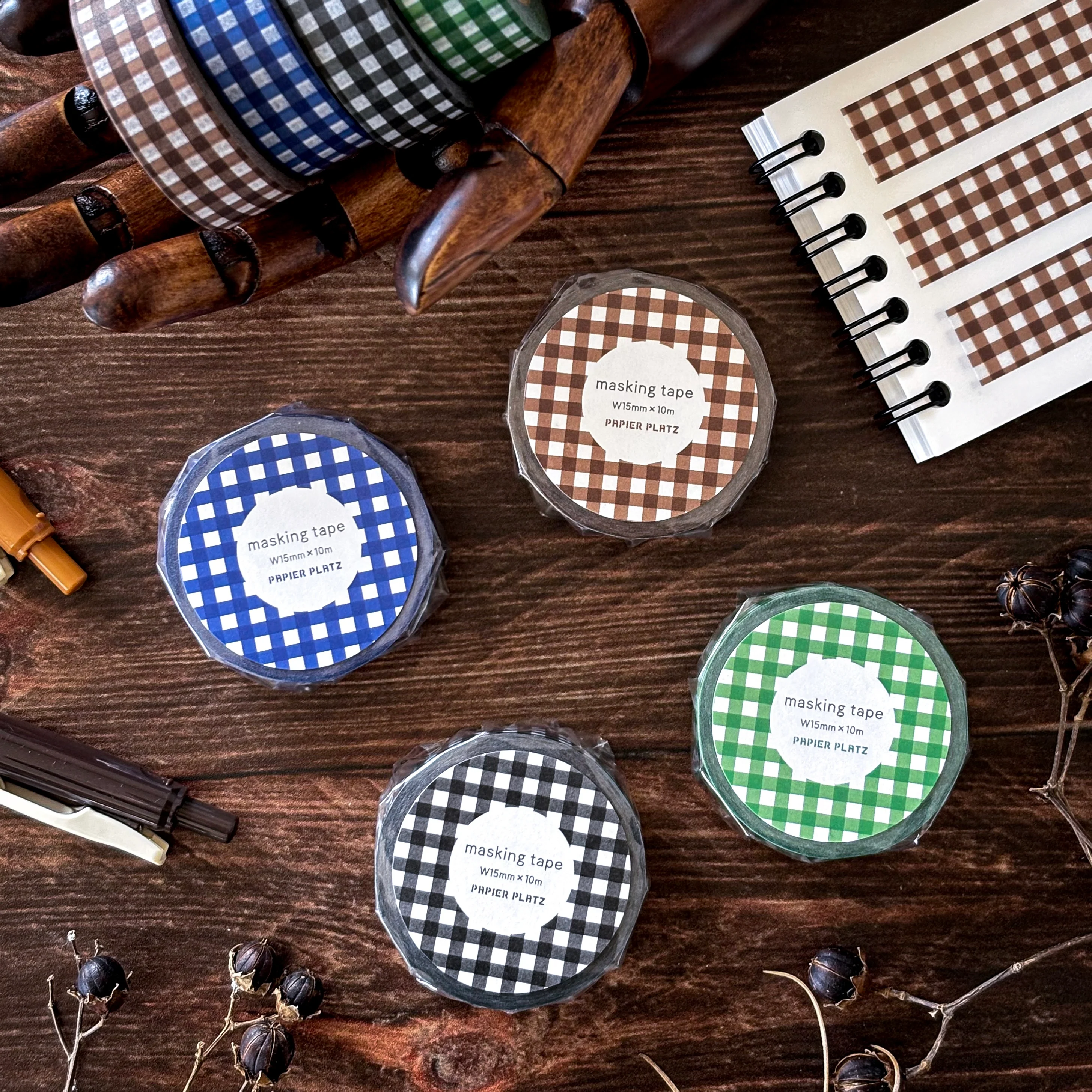 Papier Platz / Washi Tape - Checkered (hot chocolate) - Image 4